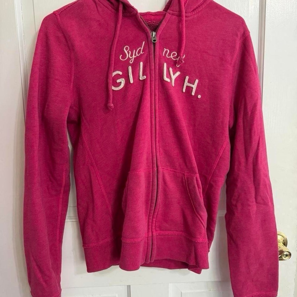 Hot Pink Gilly Hicks Y2K Zip-Up Sweatshirt, Size Medium